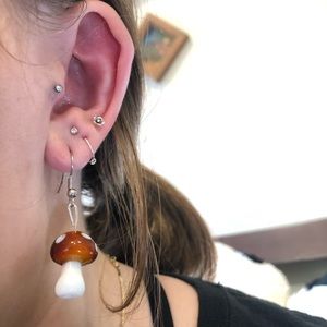 homemade large mushroom earrings